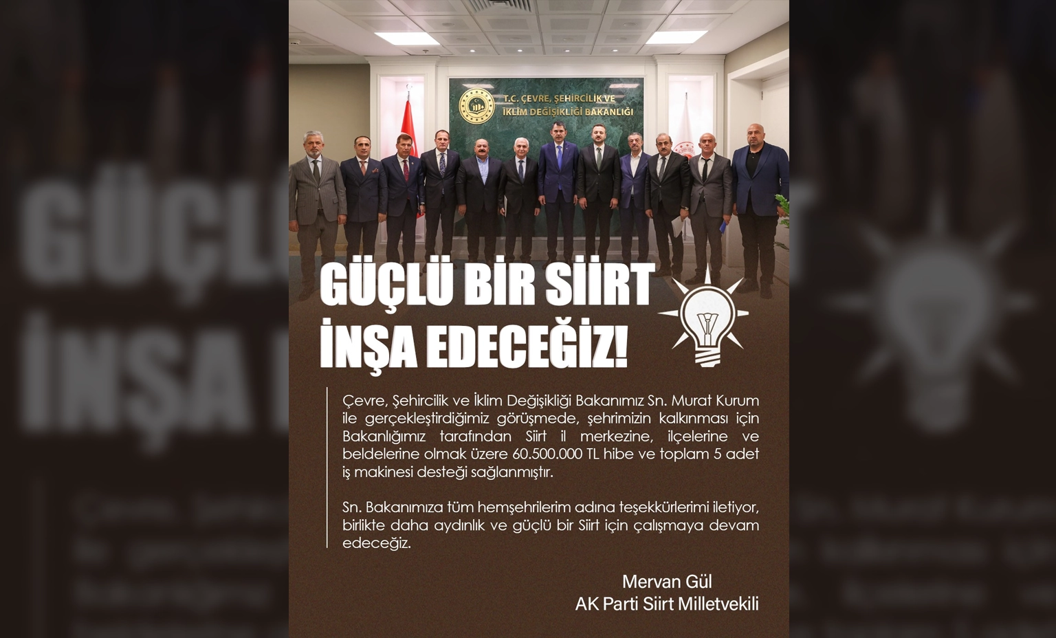 Milletvekili Gül Açıkladı! Siirt’e 60,5 Milyon TL Hibe ve İş Makineleri Desteği