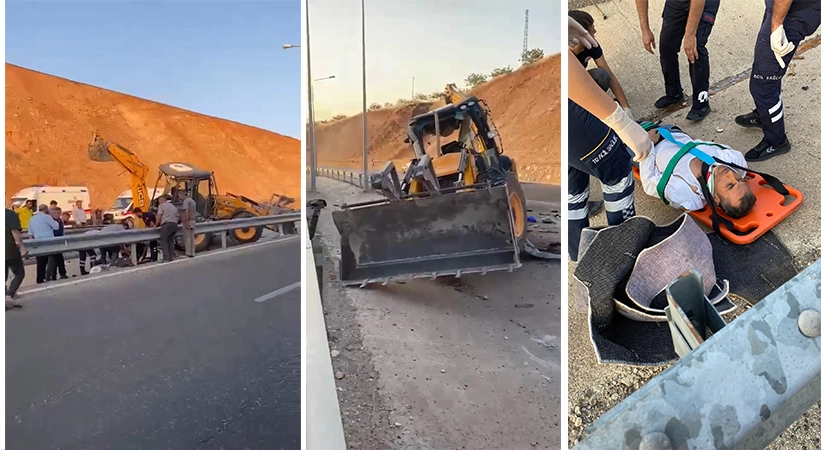 Siirt’te Kepçe Kazası! Sürücü Yaralandı