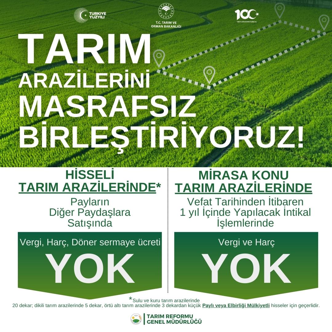 Tarım Arazileri Masrafsız Birleştiriliyor