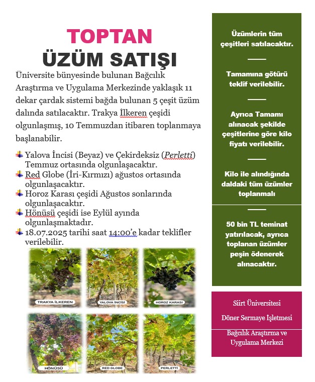 Üniversitede Bıldırcın ve Üzüm Satışı