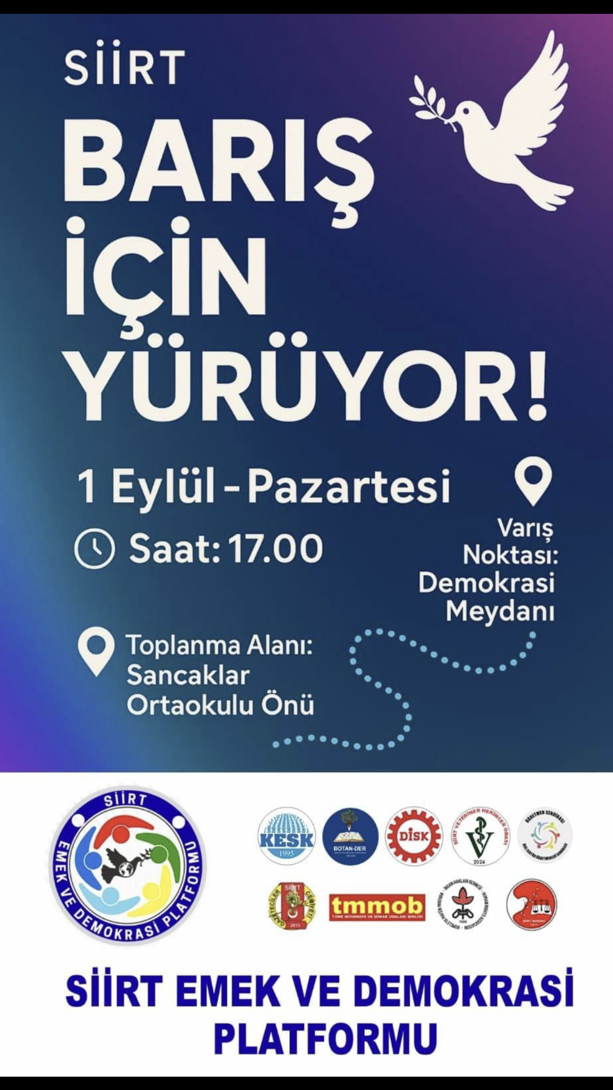 Siirt’te Dünya Barış Günü Yürüyüşü Düzenlenecek