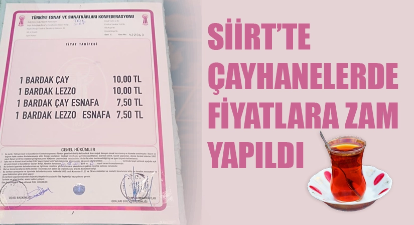 Siirt’te Çayhanelerde Bir Bardak Çay 10 TL Oldu