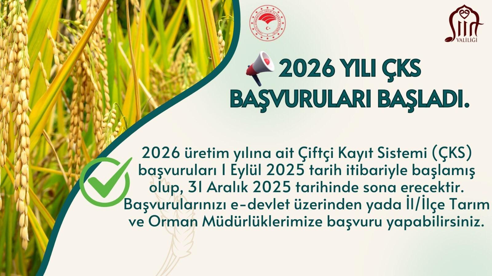 2026 Yılı ÇKS Başvuruları Başladı