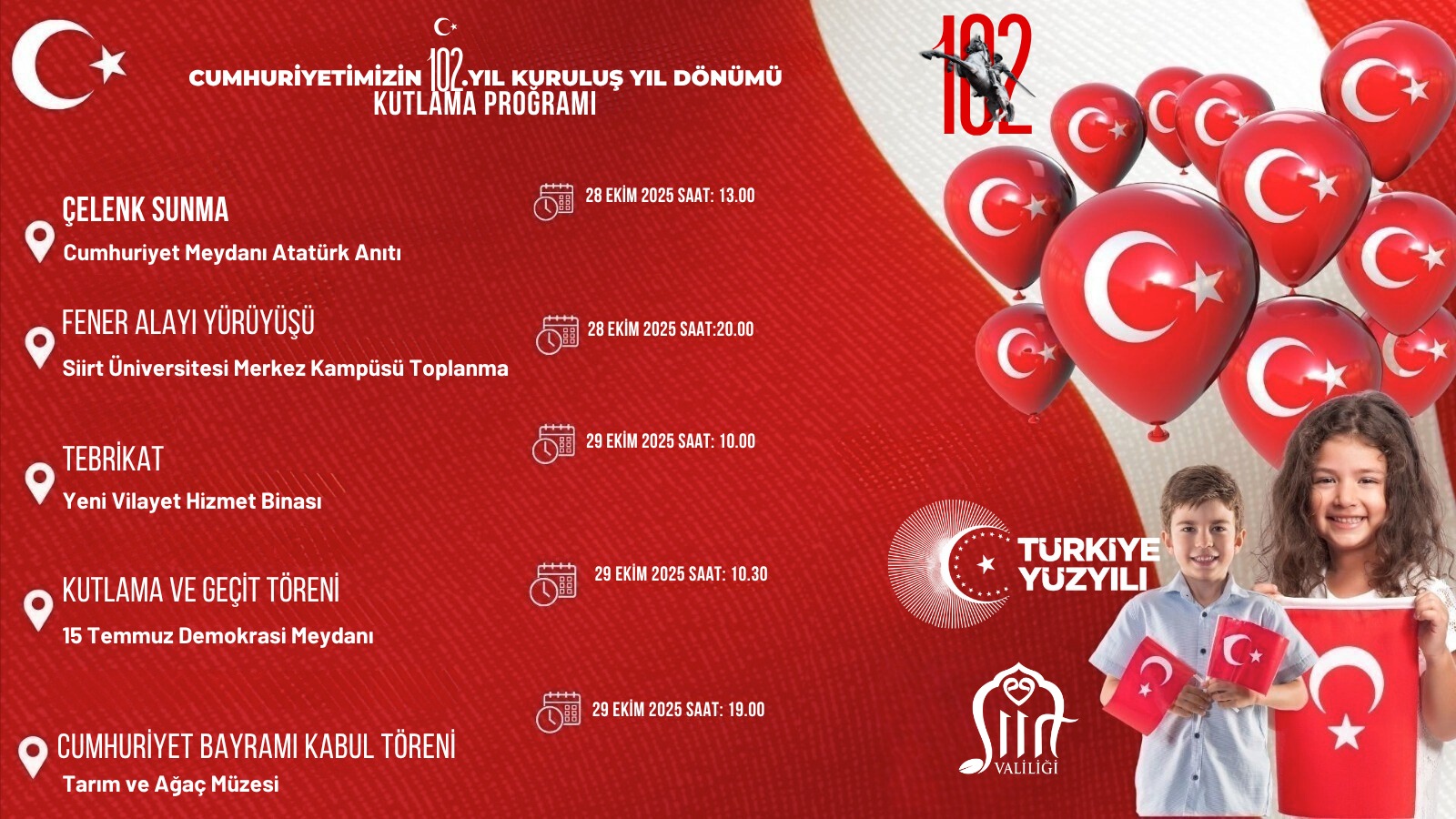 29 Ekim Cumhuriyet Bayramı’nın 102. Yılı Coşkuyla Kutlanacak