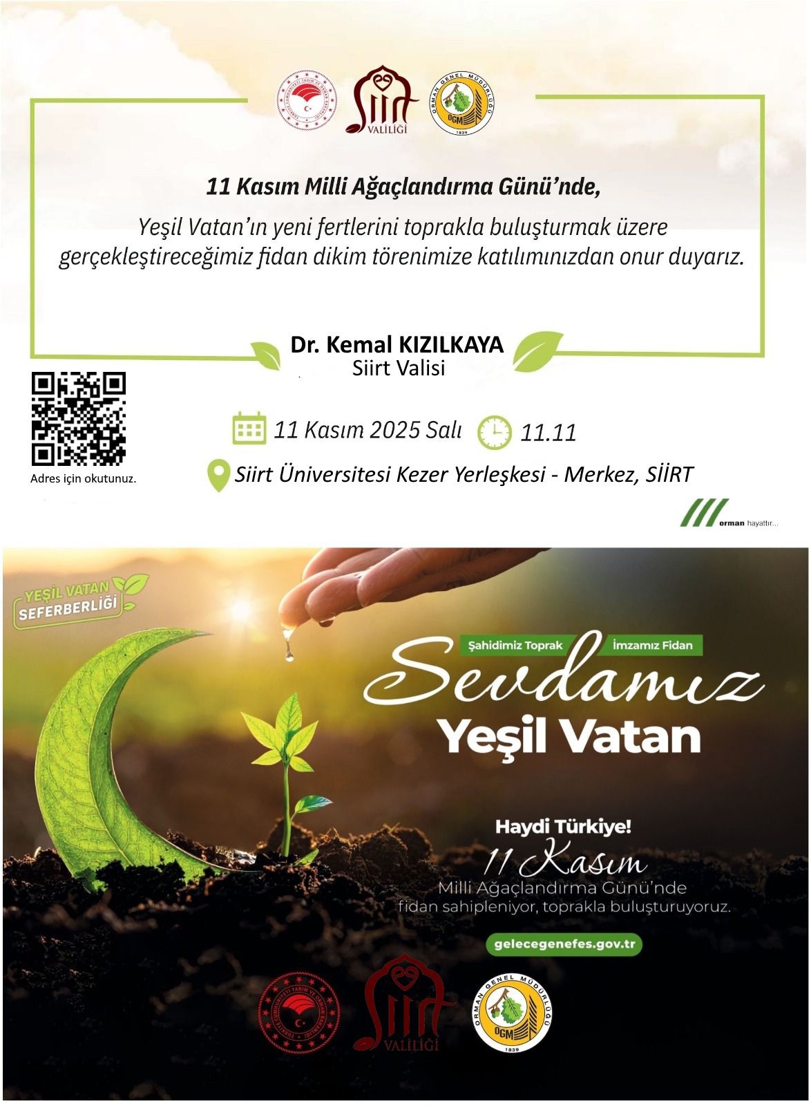 11 Kasım Milli Ağaçlandırma Günü-Yeşil Vatan Seferberliği