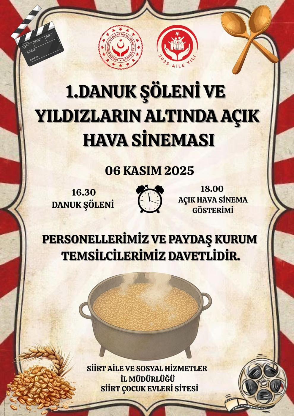 Aile ve Sosyal Hizmetlerden Bir Etkinlik Daha: 1.Danuk Şöleni ve Açık Hava Sineması
