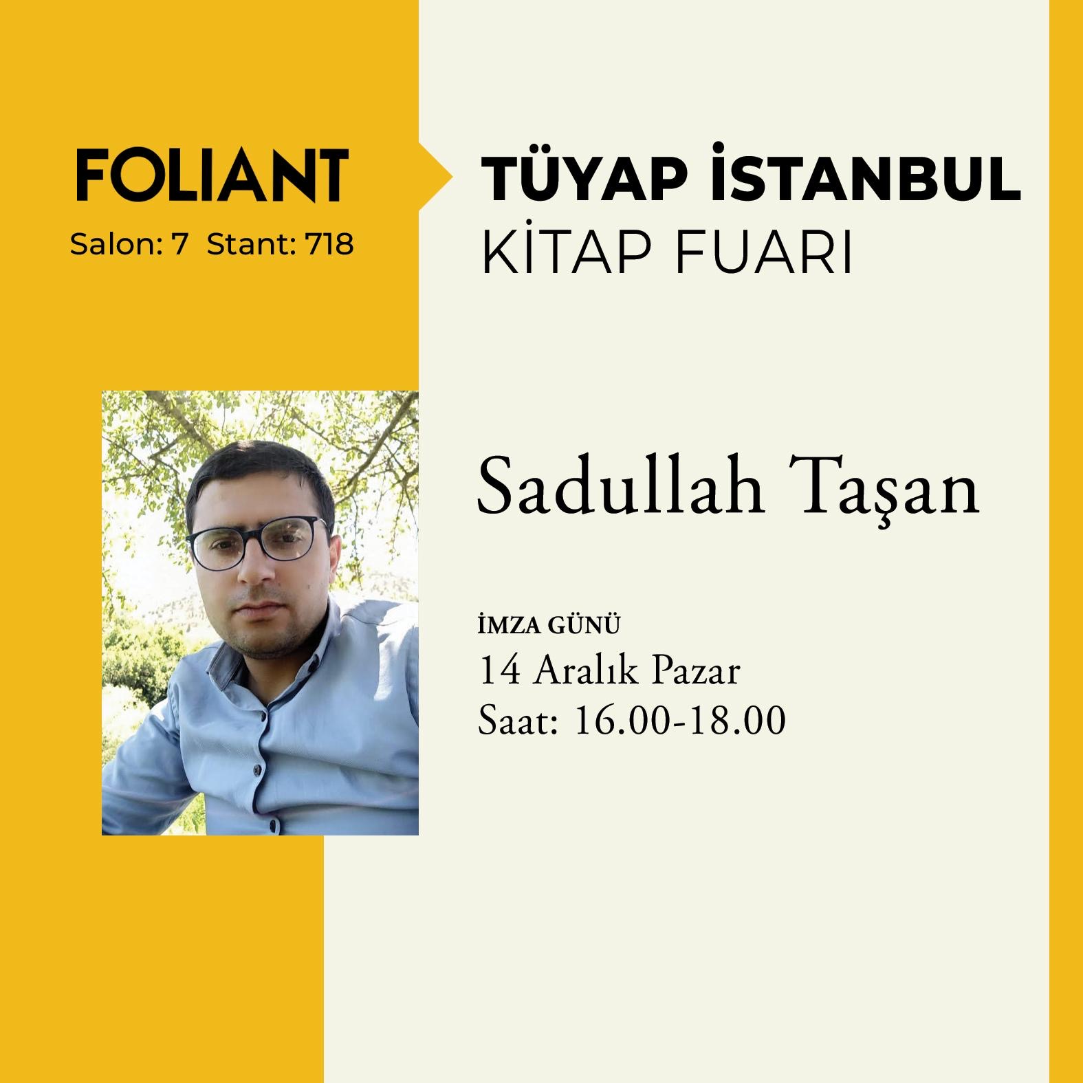Siirtli Eğitimci-Yazar Sadullah Taşan, TÜYAP İstanbul Kitap Fuarı’nda Okurlarıyla Buluşuyor