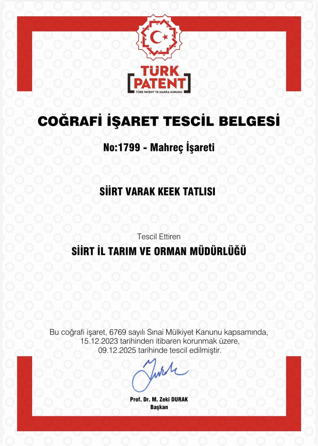 Geleneksel Lezzetimiz Varak Keek Tescil Edildi