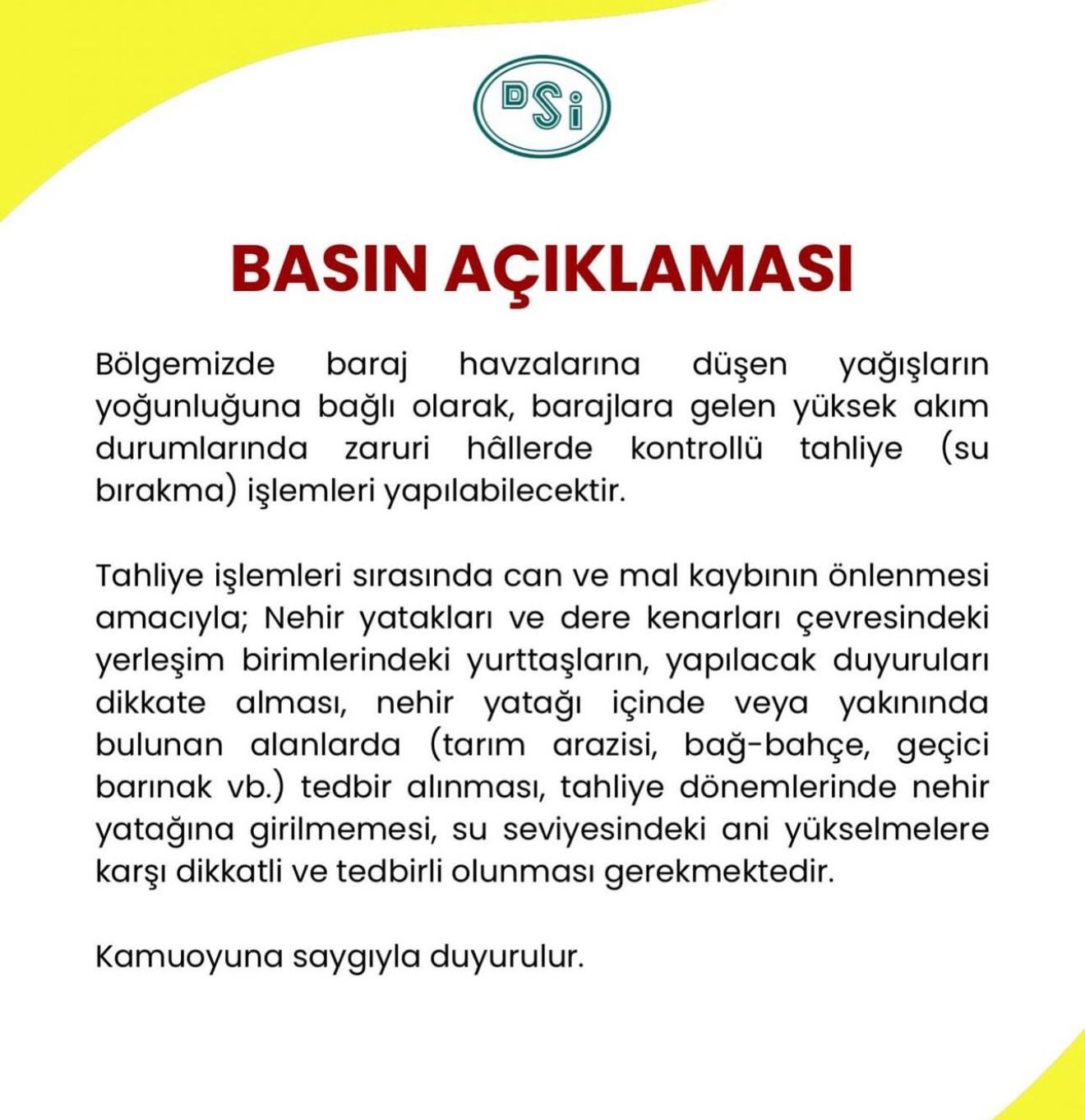 DSİ’den Baraj Havzaları İçin Uyarı: Kontrollü Su Tahliyesi Yapılabilir